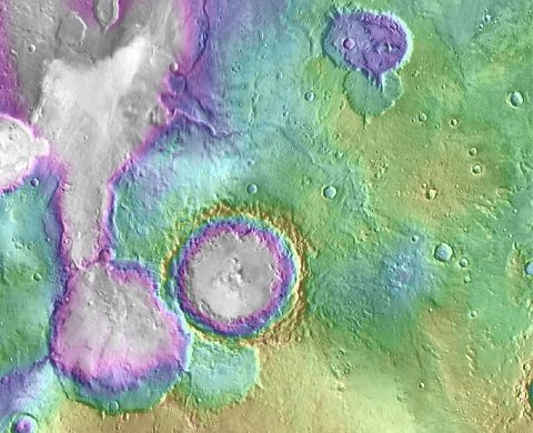 Valleys much younger than well-known ancient valley networks on Mars are evident near the informally named "Heart Lake" on Mars. (NASA/JPL-Caltech/ASU)