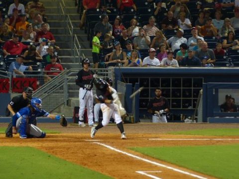 Franklin Barreto's triple got the late game comeback off and running. (Rich Lynch)