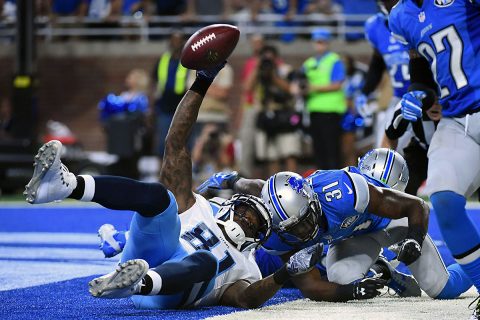 Tennessee Titans wide receiver Andre Johnson (81) scores the game winning touchdown during the fourth quarter against the Detroit Lions at Ford Field. Tennessee won 16-15. (Tim Fuller-USA TODAY Sports) Tennessee Titans wide receiver Andre Johnson (81) scores the game winning touchdown during the fourth quarter against the Detroit Lions at Ford Field. Tennessee won 16-15. (Tim Fuller-USA TODAY Sports)