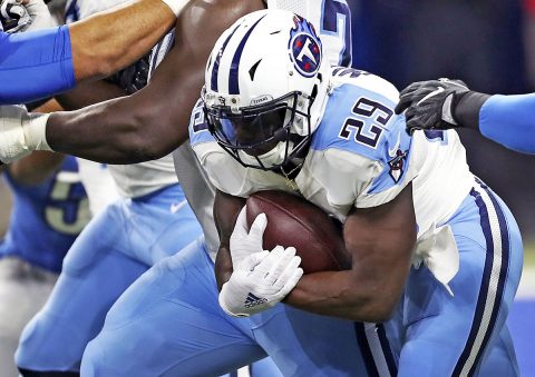 Tennessee Titans running back DeMarco Murray (29) runs the ball during the first quarter against the Detroit Lions at Ford Field. (Raj Mehta-USA TODAY Sports)