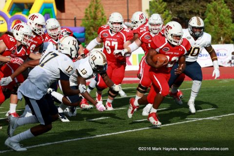 Austin Peay runningback Kendall Morris run for 57 yards on 8 carries.