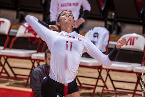 Austin Peay sophomore Christina White had 11 kills in win over Tennessee Tigers Saturday. (APSU Sports Information)