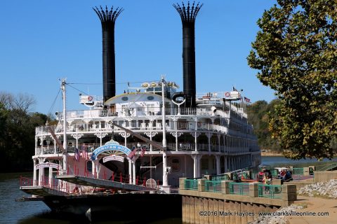 The American Queen riverboat docked at Clarksville's McGregor Park.