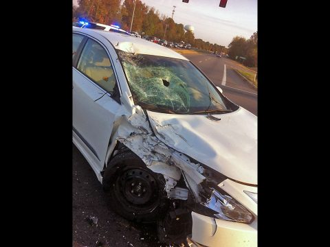 Traffic accident at the intersection of Madison Street and Martin Luther King Jr. Parkway