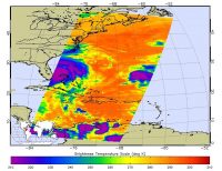 At 11:29 p.m. PDT on Oct. 6 (2:29 a.m. EDT on Oct. 7), NASA’s Atmospheric Infrared Sounder (AIRS) instrument on NASA’s Aqua satellite produced this false-color infrared image of Matthew as the storm moved up Florida’s central coast. The image shows the temperature of Matthew’s cloud tops or the surface of Earth in cloud-free regions, with the most intense thunderstorms shown in purples and blues. (NASA/JPL-Caltech)