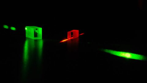 This image shows crystals used for storing entangled photons, which behave as though they are part of the same whole. Scientists use crystals like these in quantum teleportation experiments. (Félix Bussières/University of Geneva)