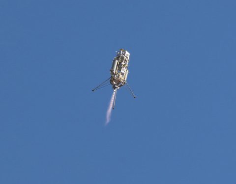 A prototype of the Lander Vision System for NASA's Mars 2020 mission was tested in this Dec. 9, 2014, flight of a Masten Space Systems "Xombie" vehicle at Mojave Air and Space Port in California. (NASA Photo/Tom Tschida)