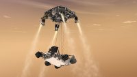 NASA’s Mars 2020 rover will use a landing system nearly identical to the 2012 landing of Curiosity (depicted in this artist’s concept) but with added precision from the Lander Vision System. (NASA/JPL-Caltech)