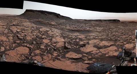 This 360-degree panorama was acquired on Sept. 4, 2016, by the Mast Camera on NASA's Curiosity Mars rover while the rover was in a scenic area called "Murray Buttes" on lower Mount Sharp. The flat-topped mesa near the center of the scene rises to about 39 feet above the surrounding plain. (NASA/JPL-Caltech/MSSS)