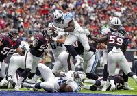 Tennessee Titans running back DeMarco Murray (29) dives for a touchdown during the second quarter against the Houston Texans at NRG Stadium. (Troy Taormina-USA TODAY Sports)