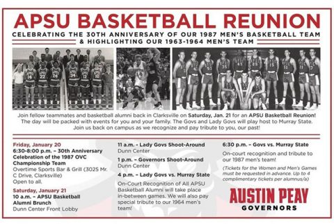 Austin Peay State University Basketball reunion set for January 21st