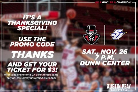 APSU has Online Ticket Special for November 26th Men's Basketball Game