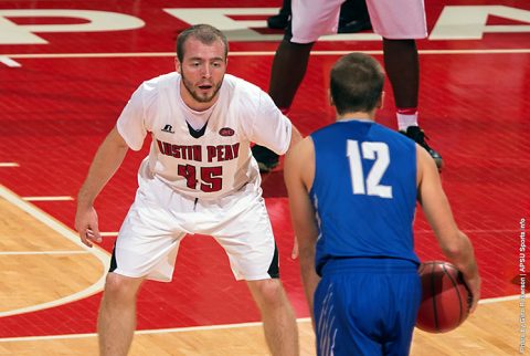 Austin Peay sophomore point guard Zach Glotta scores 17 points in Govs win over Thomas More in an exhibition match Tuesday night. (APSU Sports Information)