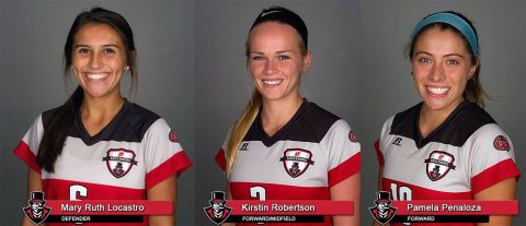 APSU Soccer - Mary Ruth Locastro, Kirstin Robertson, and Pamela Penaloza