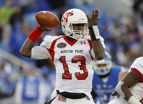 Austin Peay Governors quarterback JaVaughn Craig (13) passes the ball against the Kentucky Wildcats in the first half at Commonwealth Stadium. (Mark Zerof-USA TODAY Sports)