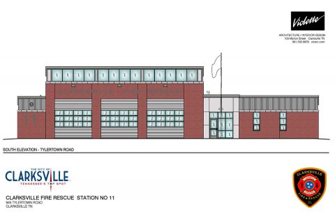 This drawing shows Clarksville Fire Rescue Station 11, which was designed by Violette Architecture/Interior Design, Clarksville