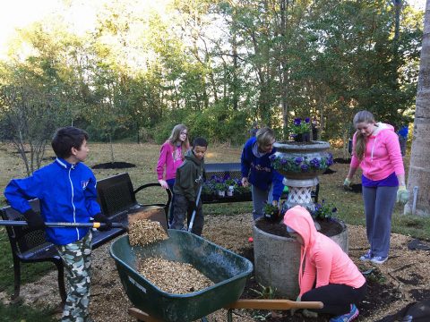 First Baptist Church St. Bethlehem Youth Group cleaning up the Spur Line Trailhead Park.