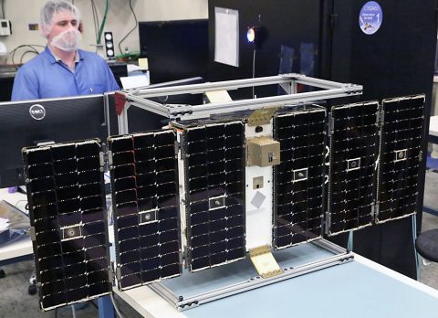 One of eight microsatellites in the CYGNSS constellation under construction. The mission will collect data to improve hurricane intensity forecasts. (University of Michigan) One of eight microsatellites in the CYGNSS constellation under construction. The mission will collect data to improve hurricane intensity forecasts. (University of Michigan)