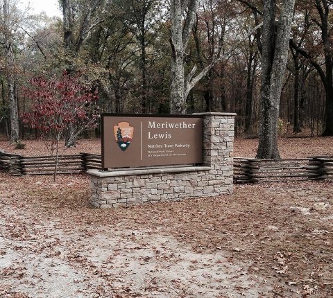 Meriwether Lewis Park along the Natchez Trace Parkway. Meriwether Lewis Park along the Natchez Trace Parkway.