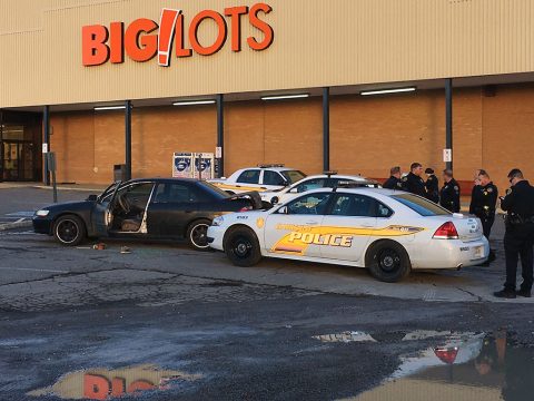 Clarksville Police Officers arrest Eric Todd Jackson in the Big Lots parking lot.