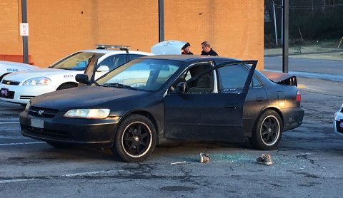 Clarksville Police Officers arrest Eric Todd Jackson in the Big Lots parking lot.