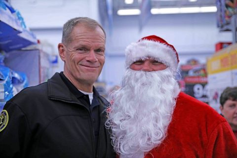 CPD Chief Al Ansley with Santa Claus Traffic Sgt Bret Norfleet. (CPD)