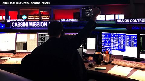 Cassini mission controllers at NASA-JPL received signals from the spacecraft early Sunday morning (PST) that the maneuvers were completed successfully. (NASA/JPL-Caltech) Cassini mission controllers at NASA-JPL received signals from the spacecraft early Sunday morning (PST) that the maneuvers were completed successfully. (NASA/JPL-Caltech)