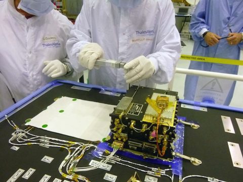 The European Space Agency's ExoMars Trace Gas Orbiter, launched on March 14, 2016, carries two Electra UHF relay radios provided by NASA. This image shows a step in installation and testing of one of those radios, inside a clean room at Thales Alenia Space, in Cannes, France, in June 2014. (NASA/JPL-Caltech/ESA/TAS)