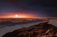 Light and color would look different on a planet orbiting a tiny red star, like this artist’s impression of Proxima b. The Earth-sized planet in the habitable zone is the nearest exoplanet to our sun. (ESO/M. Kornmesser)