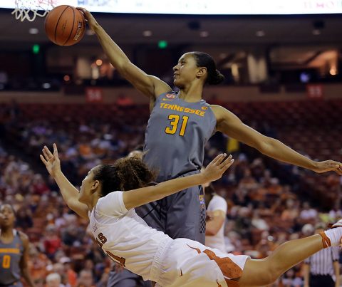 Tennessee Lady Volunteers guard/forward Jaime Nared (31) blocks Texas Longhorns guard Brooke McCarty (11) in the first half at Frank Erwin Center. (Sean Pokorny-USA TODAY Sports)