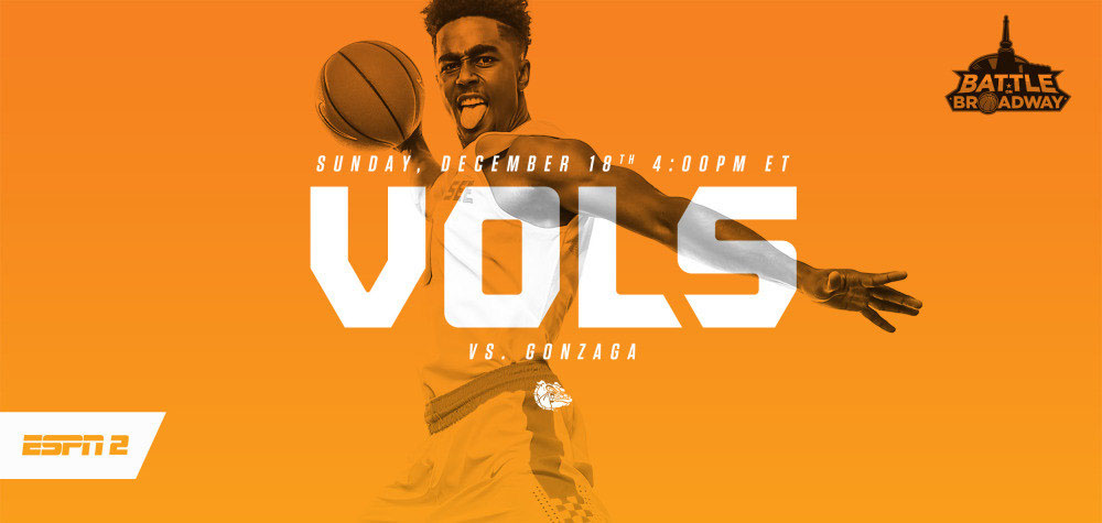 Tennessee and Gonzaga tip-off at 3:00pm CT at Bridgestone Arena in downtown Nashville Tennessee.
