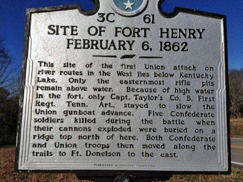 Fort Henry interpretive sign located in the Tennessee portion of Land Between The Lakes. (LBL)