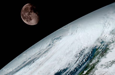 GOES-16 captured this view of the moon as it looked above the surface of the Earth on January 15. Like earlier GOES satellites, GOES-16 will use the moon for calibration. (NOAA/NASA) GOES-16 captured this view of the moon as it looked above the surface of the Earth on January 15. Like earlier GOES satellites, GOES-16 will use the moon for calibration. (NOAA/NASA)