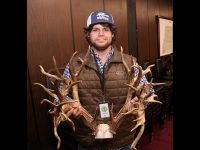 Stephen Tucker with the rack of 47-point buck harvested in Sumner County.