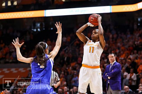 Diamond DeShields #11 of the Tennessee Lady Volunteers during the game between the Kentucky Wildcats and the Tennessee Lady Volunteers at Thompson-Boling Arena in Knoxville, TN. (Donald Page/Tennessee Athletics)