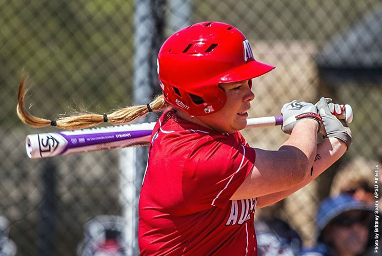 Austin Peay Softball's Danielle Liermann nails three run homer to give Govs 5-4 win over Saint Louis early Sunday morning. (APSU Sports Information)