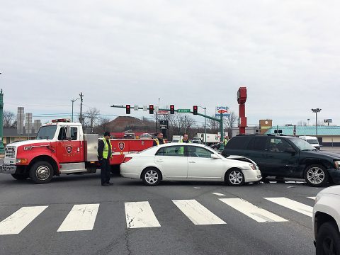 Clarksville Police Officer Witnesses two vehicle collision on Riverside Drive Thursday morning.