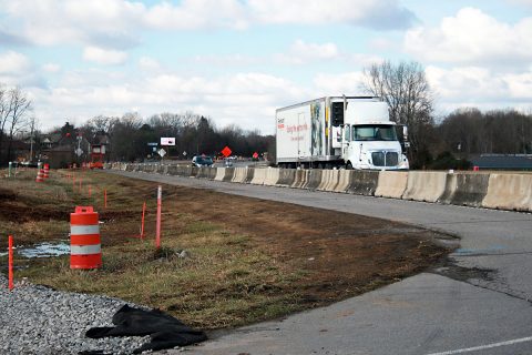 Barriers line the right side of Martin Luther King Jr. near Vaughan Road, where TDOT has begun to install a new traffic signal and turn lanes.