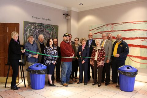 (L to R) Melinda Shepard, Randy Spurgeon (Customs House Staff): Sollie Fott (Customs House Board of Trustees); Terri Jordan (Customs House Staff); Colin McAlexander (Customs House Staff); JD Richardson; Mayor Durrett, Kali Mason (Customs House Staff); Mayor McMillan, Jim Zimmer; Eleanor Williams (Customs House Board of Trustees); William Wyatt (Customs House Chair, Board of Trustees); Tim Swaw (CMCGCP Steering Committee) and Daryl Pater (CMCGCP Steering Committee).