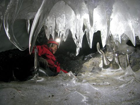 Aaron Curtis, a postdoctoral scholar at JPL, traveled to Antarctica this past December, where he tested robots and instruments designed for icy worlds like Europa. (Nial Peters)