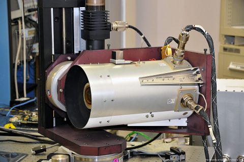 A team from NASA and University of Alabama in Huntsville took the flight backup of the Lightning Imaging Sensor into the lab in August 2014 to calibrate the instrument. From the International Space Station, LIS will record the time, energy output and location of lightning events around the world. (University of Alabama in Huntsville)