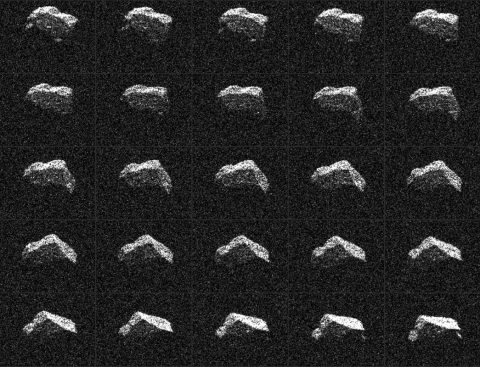 This composite of 25 images of asteroid 2017 BQ6 was generated with radar data collected using NASA's Goldstone Solar System Radar in California's Mojave Desert. (NASA/JPL-Caltech/GSSR)