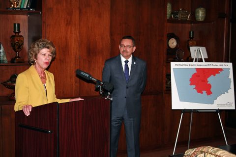 Clarksville Mayor Kim McMillan and THDA Executive Director Ralph M. Perrey unveiled at $60 million program Wednesday that helps qualifying homebuyers make a larger down payment on homes in selected Zip Codes across Tennessee, including 37040 and 37042 in Clarksville.