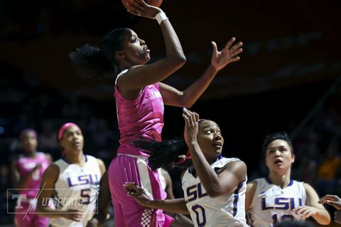 Diamond DeShields #11 of the Tennessee Lady Volunteers during the game between the LSU Lady Tigers and the Tennessee Lady Volunteers at Thompson-Boling Arena in Knoxville, TN. (Craig Bisacre/Tennessee Athletics)