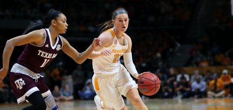 Alexa Middleton #33 of the Tennessee Lady Volunteers during the game between the Texas A&M Aggies and the Tennessee Lady Volunteers at Thompson-Boling Arena in Knoxville, TN. (Donald Page/Tennessee Athletics)