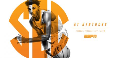 Tuesday's border battle rematch between Tennessee and Kentucky tips off at 6:00pm CT on ESPN. (Tennessee Athletics Department)