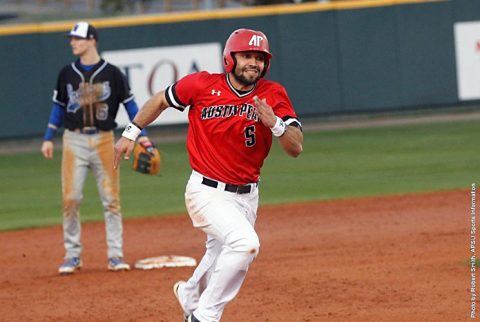 Austin Peay Baseball's Alex Robles hits home run in the third for the Governors only score in 6-1 loss to Evansville, Wednesday. (APSU Sports Information)