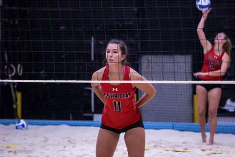 Austin Peay Beach Volleyball gets 4-1 home win over Carson-Newman Friday on day one of Governors Beach Duals. (APSU Sports Information) Austin Peay Beach Volleyball gets 4-1 home win over Carson-Newman Friday on day one of Governors Beach Duals. (APSU Sports Information)