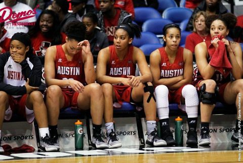 Austin Peay Women's Basketball falls 59-43 to UT Martin Skyhawks Thursday in first round of OVC Tournament in Nashville, TN. (APSU Sports Information)