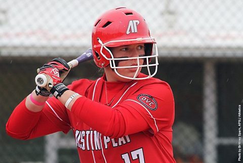 Austin Peay Softball senior Christiana Gable hit a two-run homer against Nicholls State Friday. (APSU Sports Information) Austin Peay Softball senior Christiana Gable hit a two-run homer against Nicholls State Friday. (APSU Sports Information)
